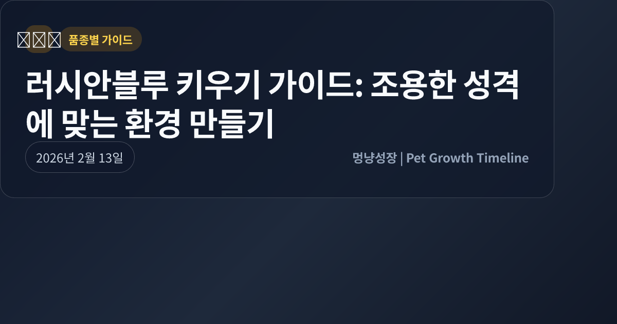 러시안블루 키우기 가이드: 조용한 성격에 맞는 환경 만들기 대표 이미지