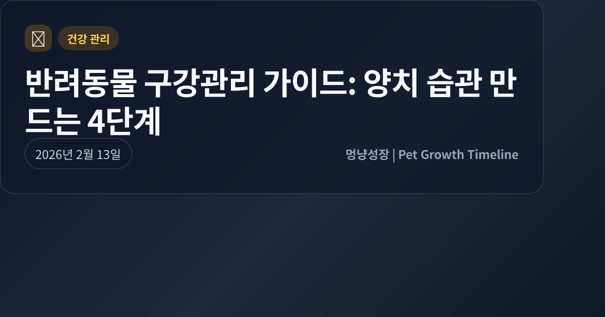 반려동물 구강관리 가이드: 양치 습관 만드는 4단계 대표 이미지