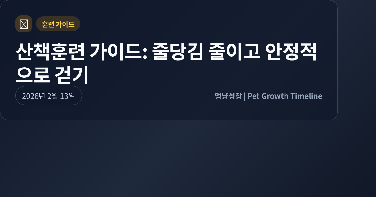 산책훈련 가이드: 줄당김 줄이고 안정적으로 걷기 대표 이미지