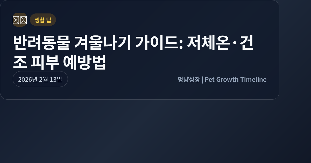반려동물 겨울나기 가이드: 저체온·건조 피부 예방법 대표 이미지